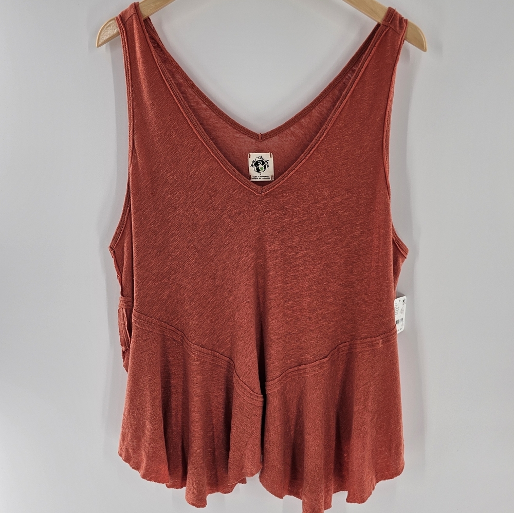 Free People Spice Route Tangerine Flowy Sleeveless Tank Top Womens Size Smsll